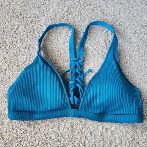 Victoria Secret Triangle Tie Corset Swim Top Teal M